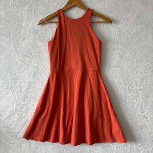 Athleta Coral Red Sleeveless Fit-and-Flare Mini Dress